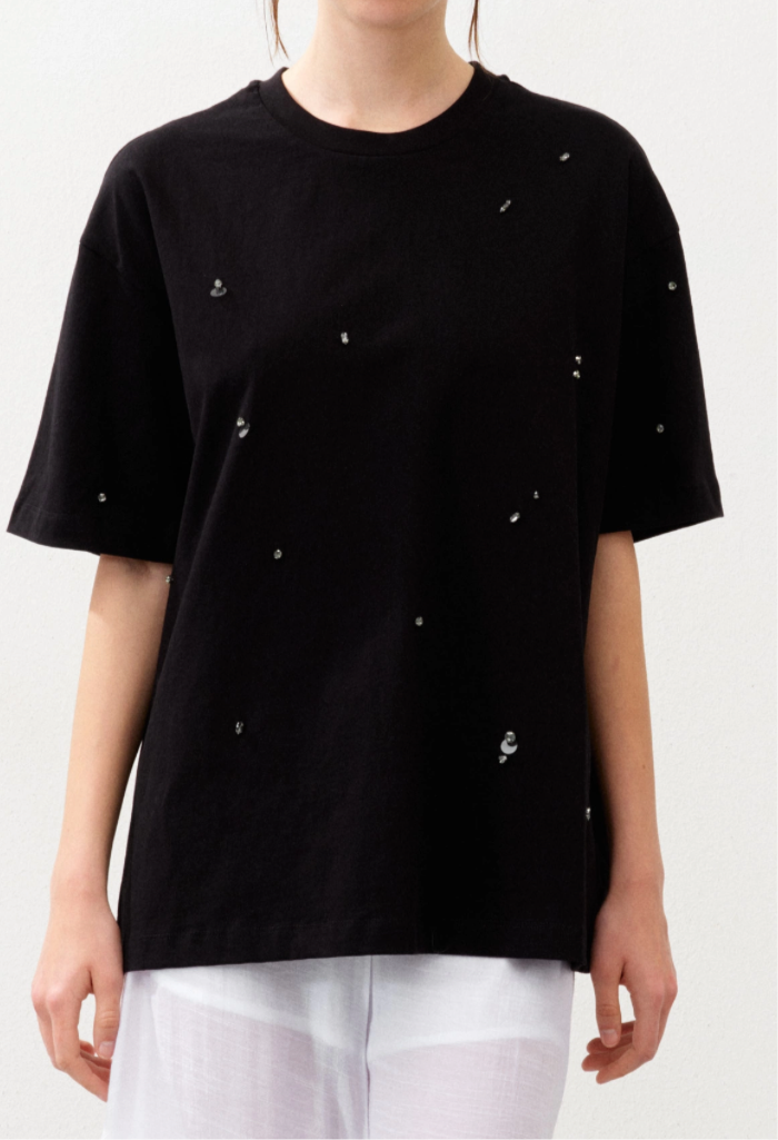 TEESHIRT STRASS NOIR