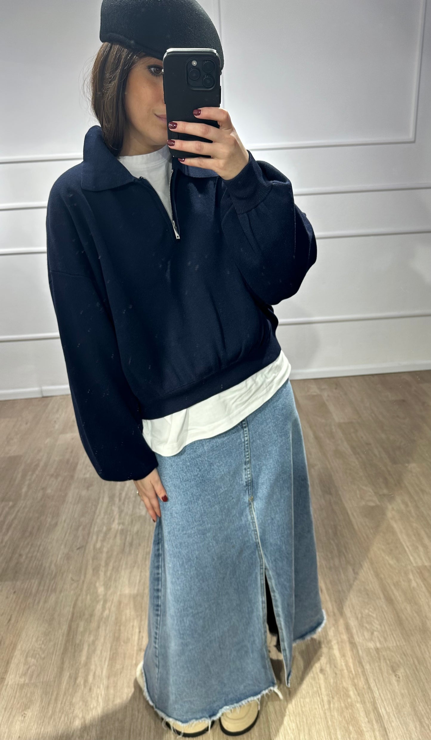 PULL A FERMETURE BLEU