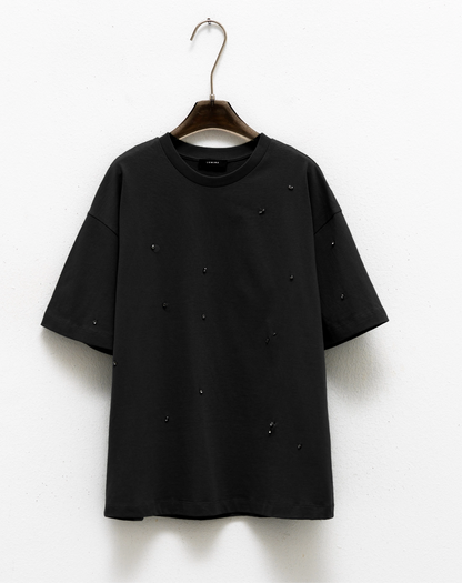 TEESHIRT STRASS NOIR