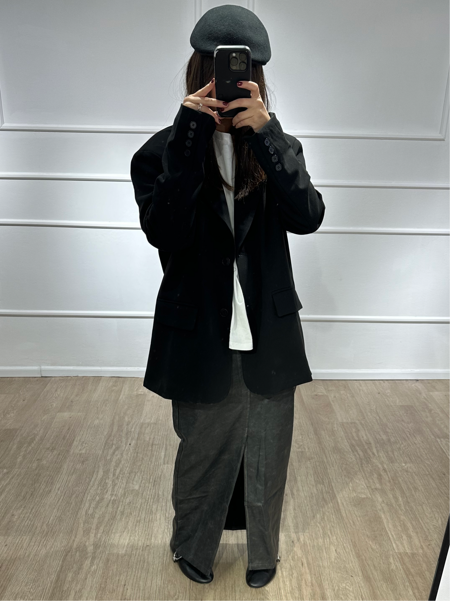 Jupe en cuir Noir