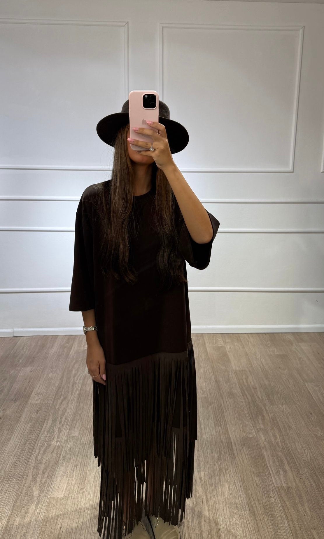 Robe a frange choco