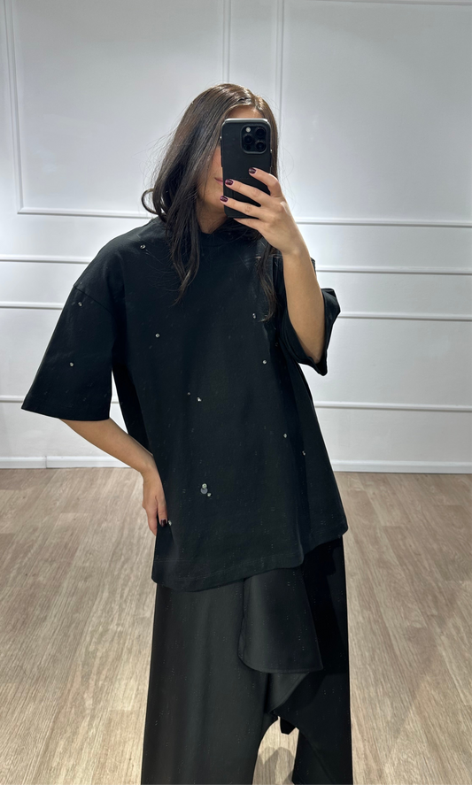 TEESHIRT STRASS NOIR