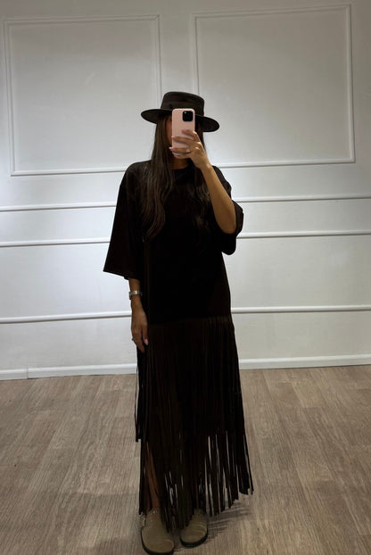 Robe a frange choco