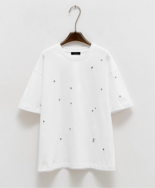 TEESHIRT STRASS BLANC