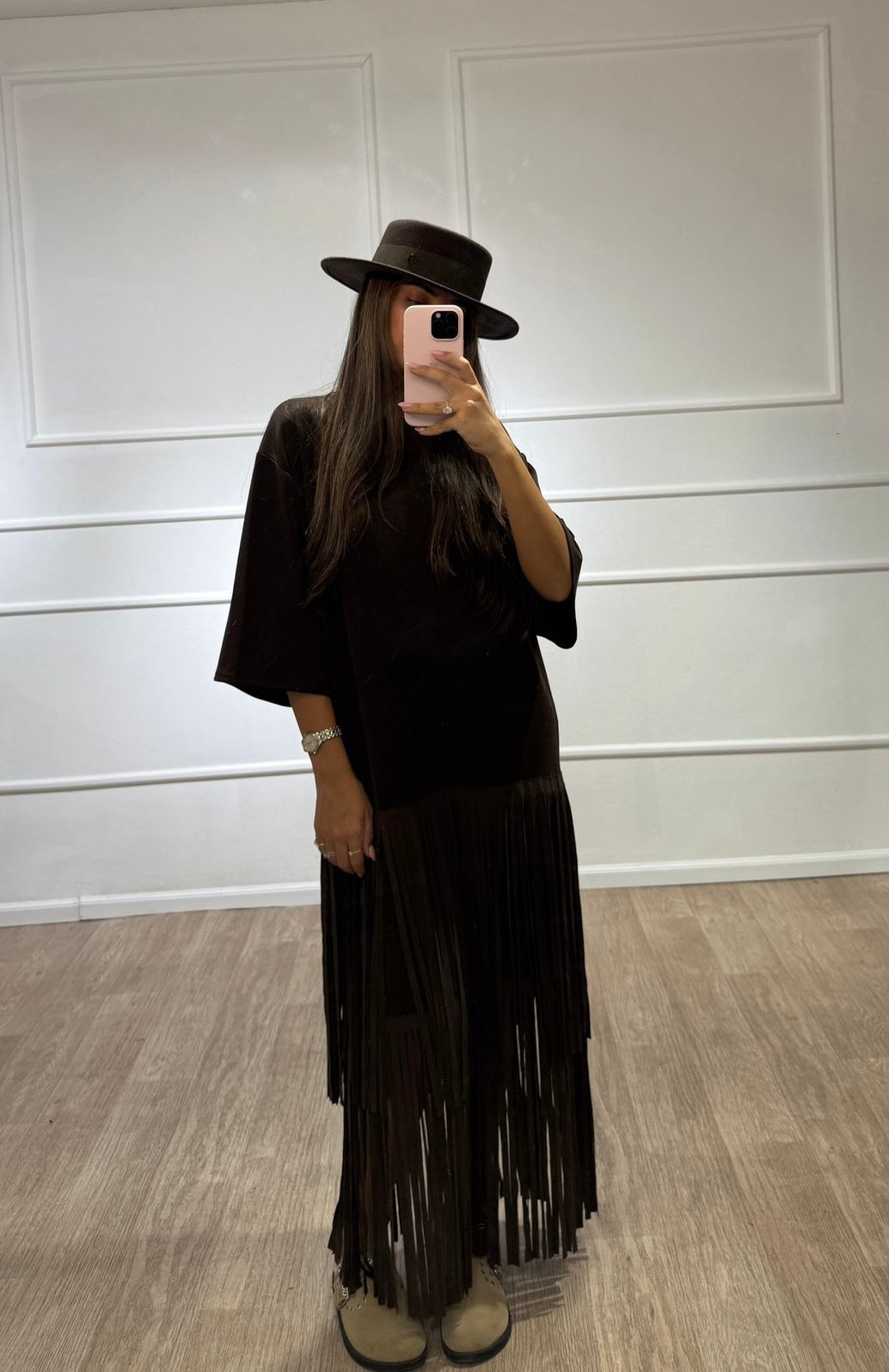 Robe a frange choco