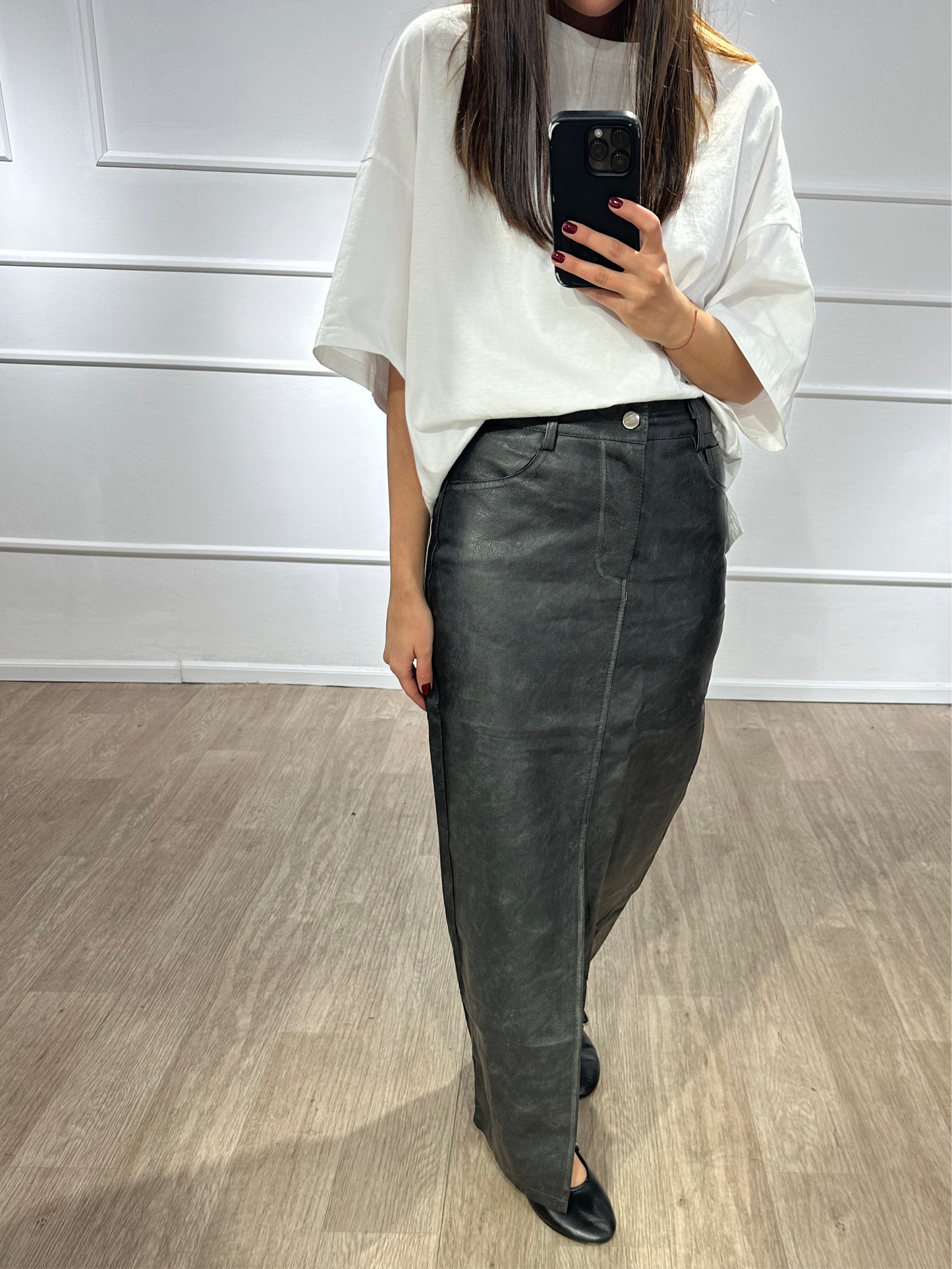 Jupe en cuir Noir