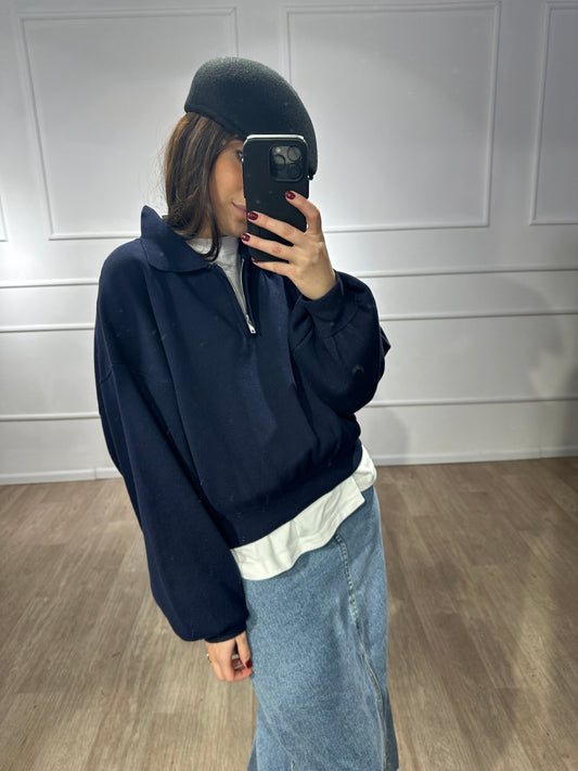 PULL A FERMETURE BLEU