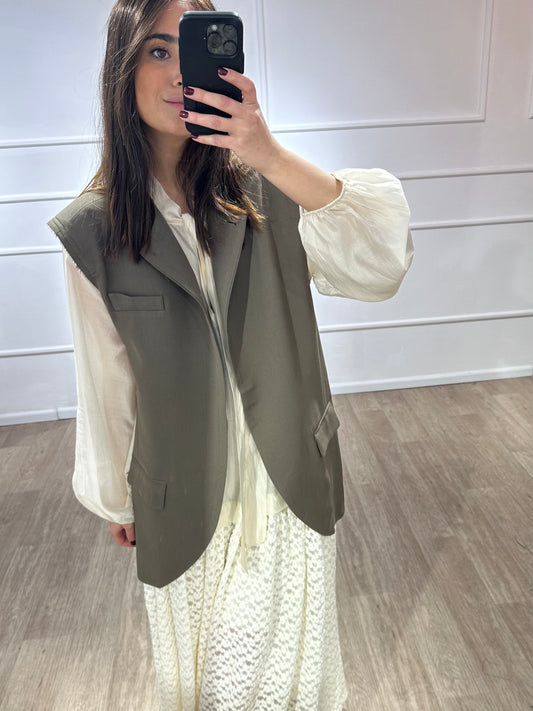 VESTE SANS MANCHES MARRON
