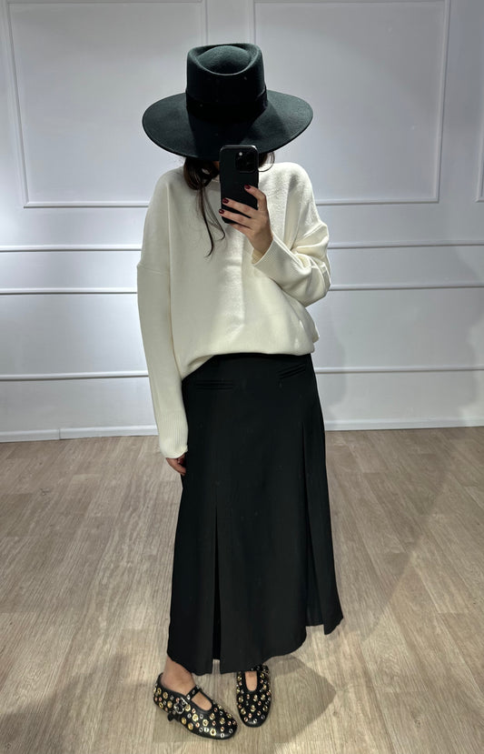 JUPE DOUBLE CEINTURE NOIR