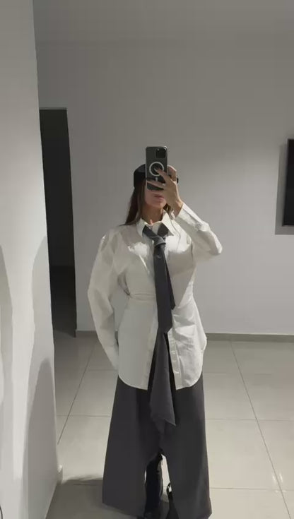 חצאית אי סימטרית משובצת אפורה וורד