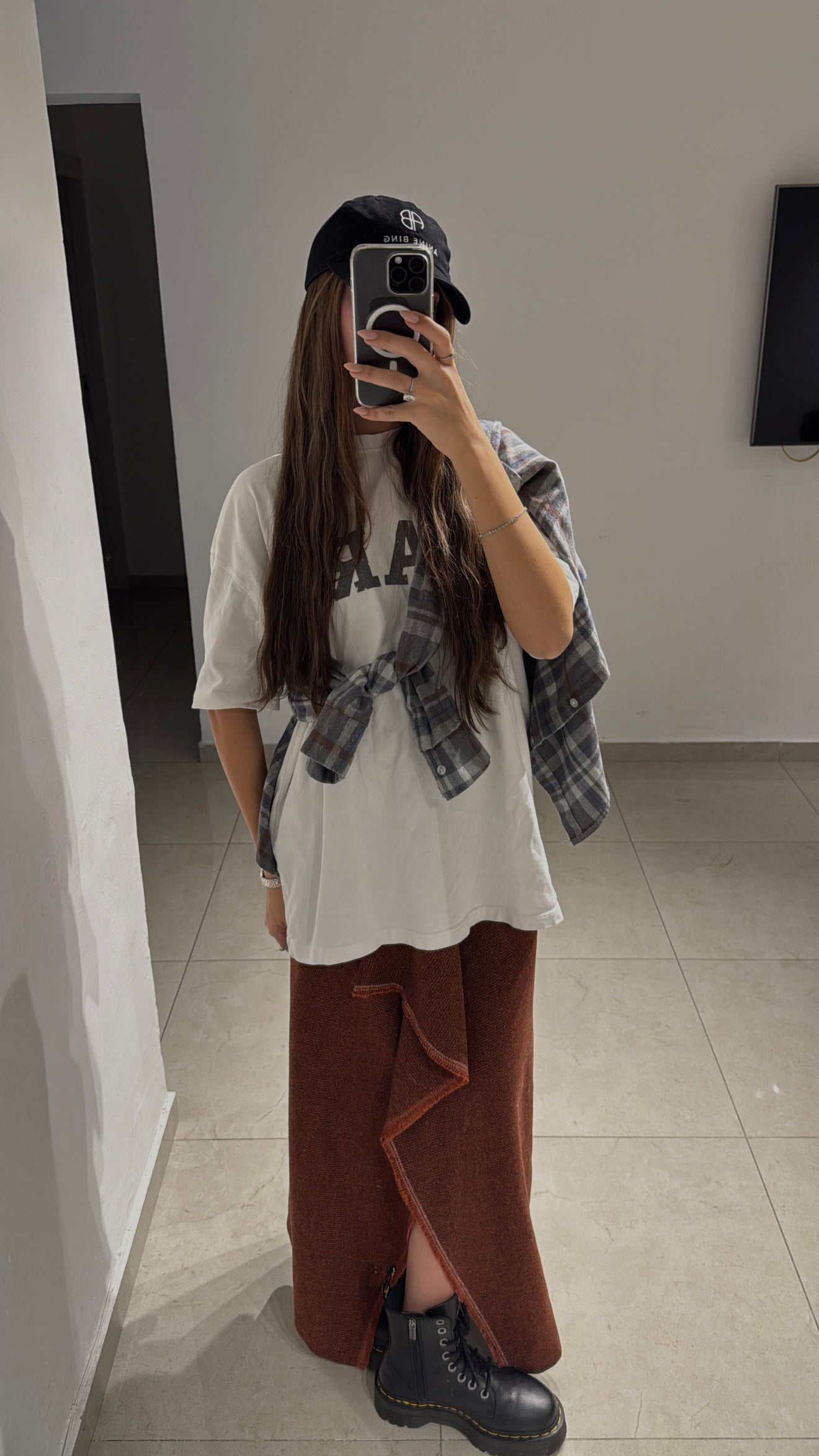 חצאית אי סימטרית כתום חימר 100% צמר